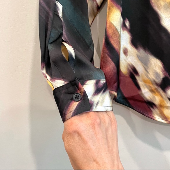 The Limited Watercolor Satin Button Down Top - Picture 11 of 11